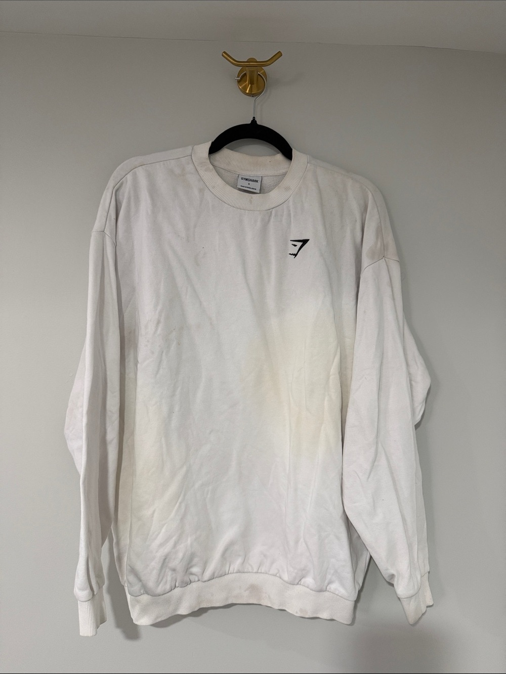 Gymshark White Crewneck Sweatshirt with Small Black Logo